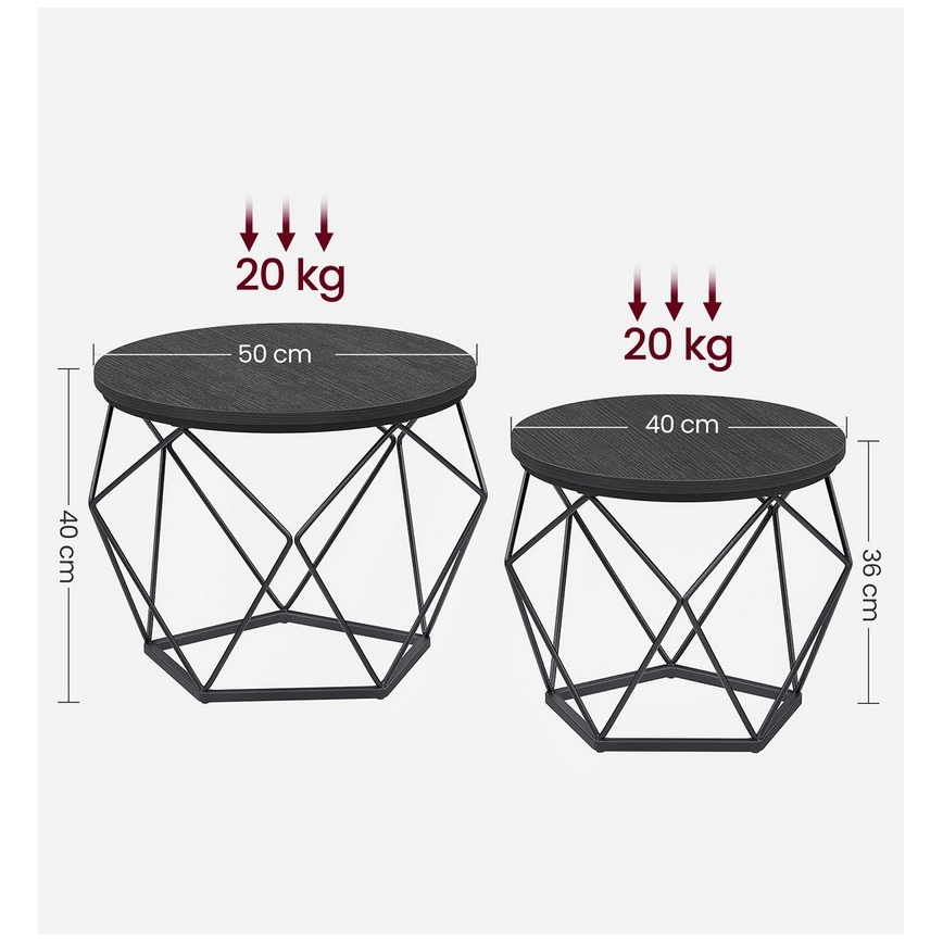 TALIA kohvilaud, komplekt 2 tk, must