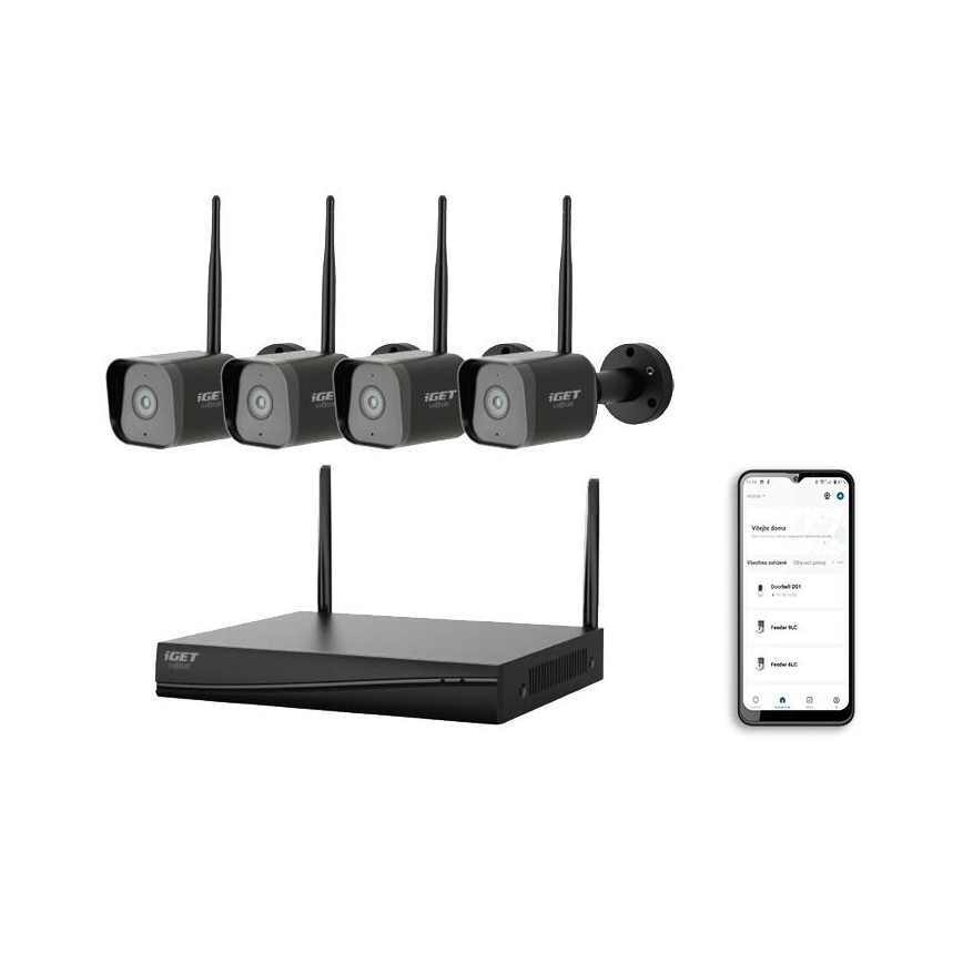 Tark kaamerasüsteem + 4x kaamera koos 2K+ sensoriga, 12V, IP65, Wi-Fi, Tuya