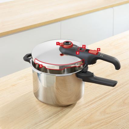 Tefal - 6 l surupott SECURE TRENDY + 5-osaline komplekt INGENIO EMOTION
