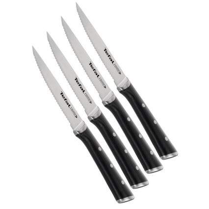 Tefal - Roostevabast terasest steakinugade komplekt ICE FORCE 11 cm läikiv kroom/must 4 tk