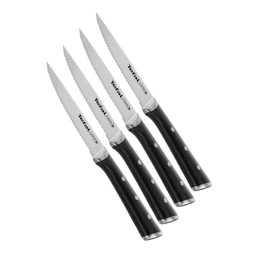 Tefal - Roostevabast terasest steakinugade komplekt ICE FORCE 11 cm läikiv kroom/must 4 tk