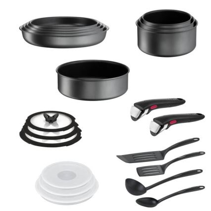 Tefal - 20-osaline kööginõude komplekt INGENIO DAILY CHEF ON must
