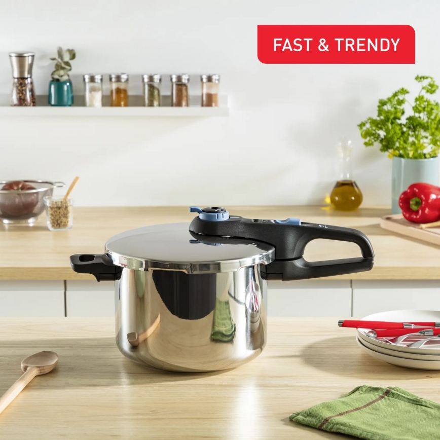 Tefal - Kiirkeedupottide komplekt 4/6 l SECURE TRENDY roostevaba
