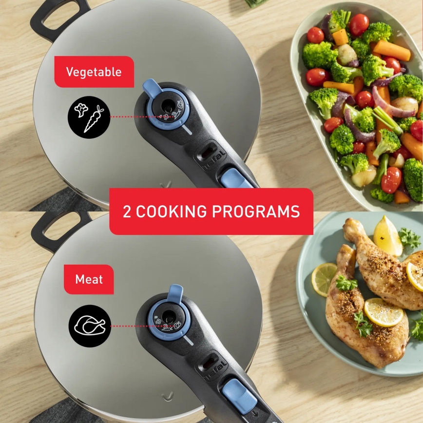 Tefal - Kiirkeedupottide komplekt 4/6 l SECURE TRENDY roostevaba