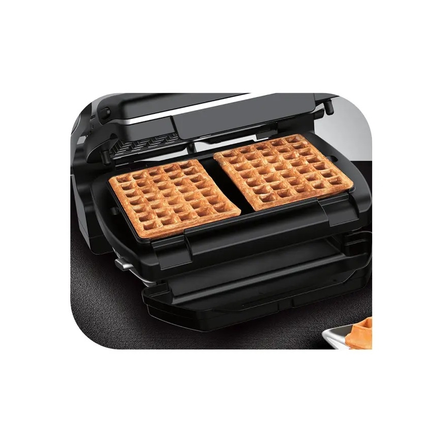 Tefal - Kontaktgrill OPTIGRILL+ INOX WAFFLES 2000W/230V must/kroom
