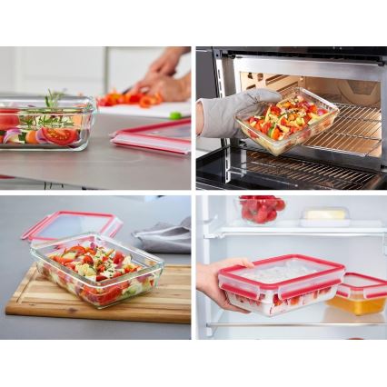 Tefal - MSEAL GLASS 0,8 l säilituskarp, punane/klaas