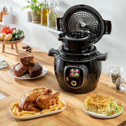 Tefal - Multifunktsionaalne elektriline survepott koos tarvikutega 6 l 1600W/230V must