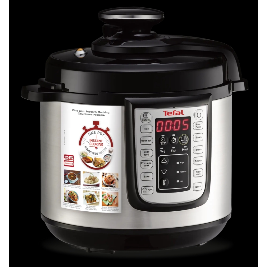Tefal - Multifunktsionaalne elektriline survepott ALL IN ONE POT 1100W/230V matt kroom/must