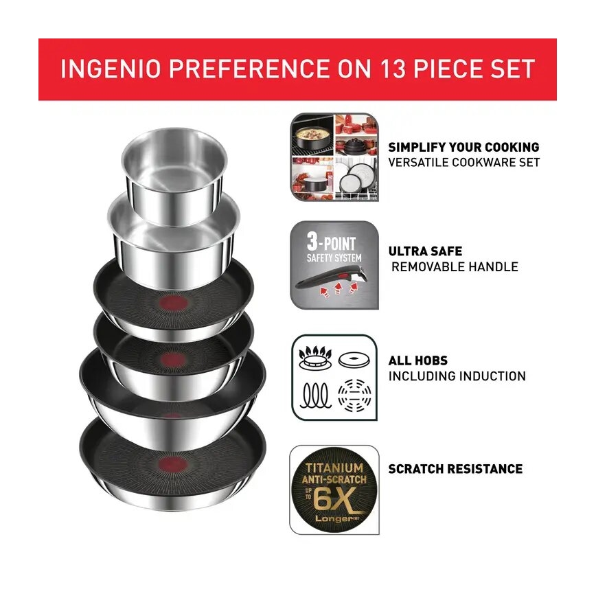 Tefal - Nõudekomplekt 13 tk INGENIO PREFERENCE ON roostevaba