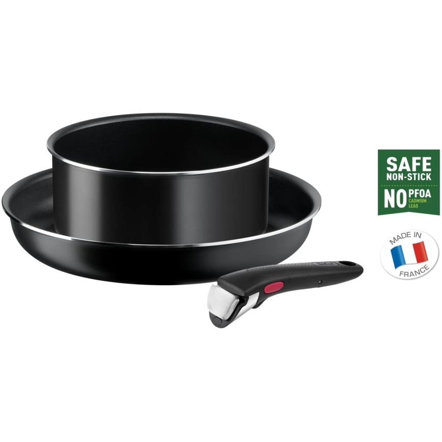 Tefal - Nõudekomplekt 3 tk INGENIO EASY COOK & CLEAN BLACK