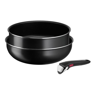 Tefal - Pannikomplekt 3 tk INGENIO EASY COOK & CLEAN BLACK