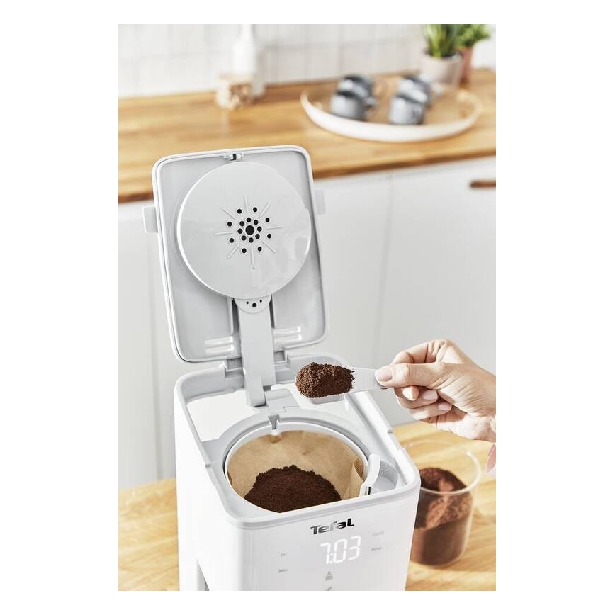 Tefal - Tilkumisfunktsiooniga kohvimasin LCD ekraaniga SENSE 1000W/230V valge