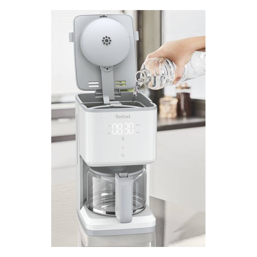 Tefal - Tilkumisfunktsiooniga kohvimasin LCD ekraaniga SENSE 1000W/230V valge