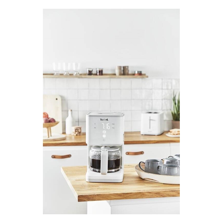 Tefal - Tilkumisfunktsiooniga kohvimasin LCD ekraaniga SENSE 1000W/230V valge
