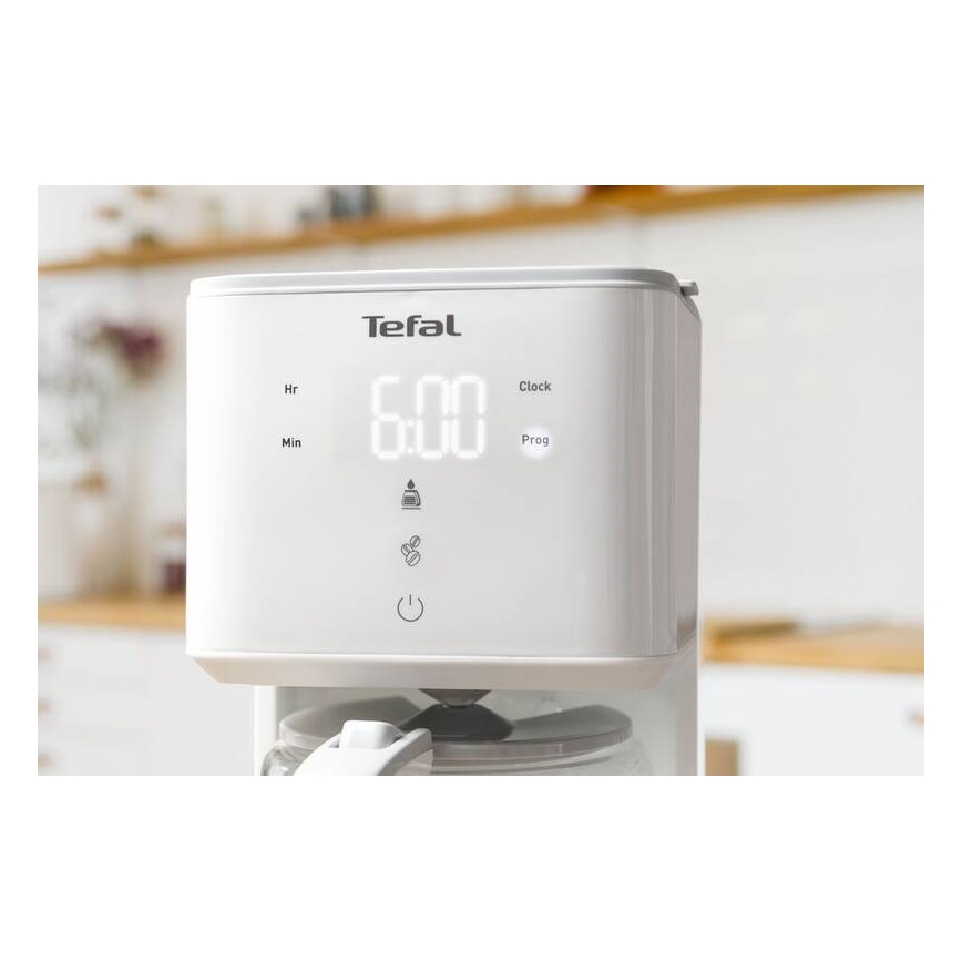 Tefal - Tilkumisfunktsiooniga kohvimasin LCD ekraaniga SENSE 1000W/230V valge