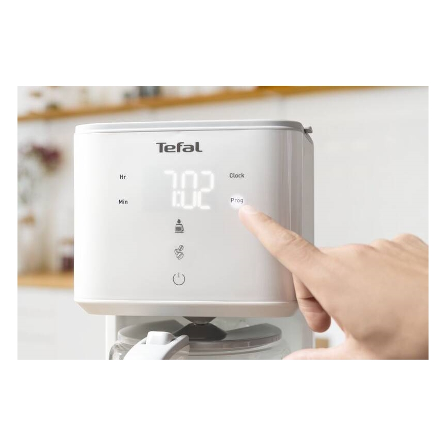 Tefal - Tilkumisfunktsiooniga kohvimasin LCD ekraaniga SENSE 1000W/230V valge