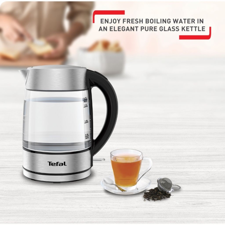 Tefal - Veekeetja GLASS 1,7 l  2200W/230V matt kroom