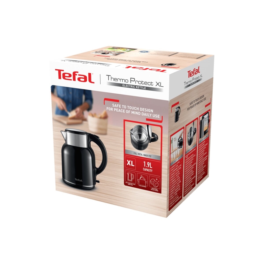 Tefal - Veekeetja THERMO PROTECT XL 1,9l 1650W/230V roostevaba/must