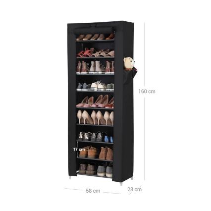 Tekstiilist hoiukapp riiulitega MATIS 58x160 cm must