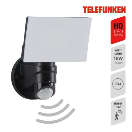 Telefunken 304305TF - LED Väli seinavalgusti anduriga LED/24W/230V IP44 must