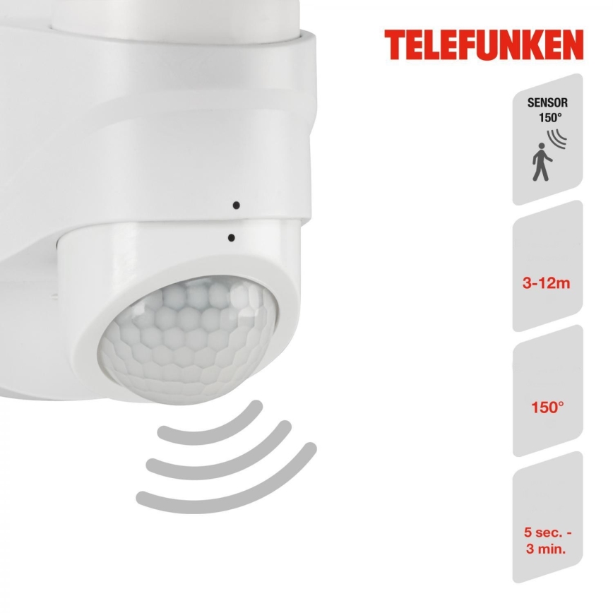 Telefunken 304306TF - LED Väli seinavalgusti anduriga LED/16W/230V IP44 valge