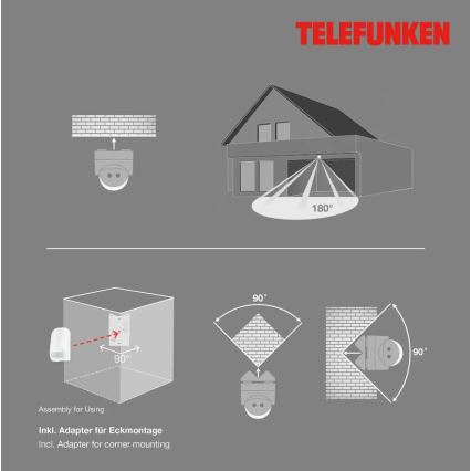 Telefunken 306506TF - Väli liikumisandur 180° IP44 valge