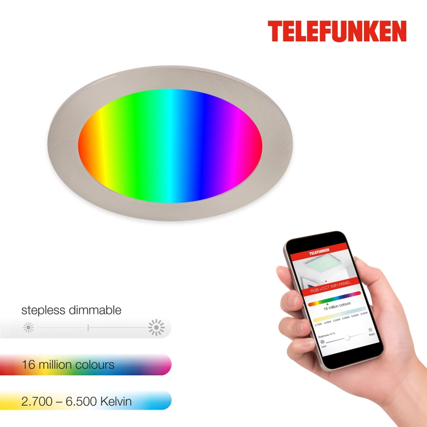 Telefunken 309402TF - LED RGBW Hämardatav süvistatav valgusti vannituppa LED/12W/230V 2700-6500K IP23 Wi-Fi Tuya