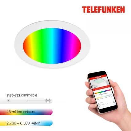 Telefunken 309406TF - LED RGBW hämardatav süvistatav laevalgusti FRAME LED/12W/230V 2700-6500K Wi-Fi Tuya valge