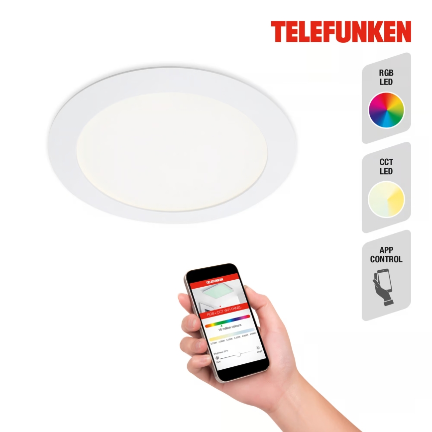 Telefunken 309406TF - LED RGBW hämardatav süvistatav laevalgusti FRAME LED/12W/230V 2700-6500K Wi-Fi Tuya valge