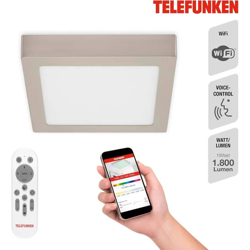 Telefunken 309602TF - LED RGB Hämardatav laevalgusti LED/18W/230V 2700-6500K Wi-Fi Tuya