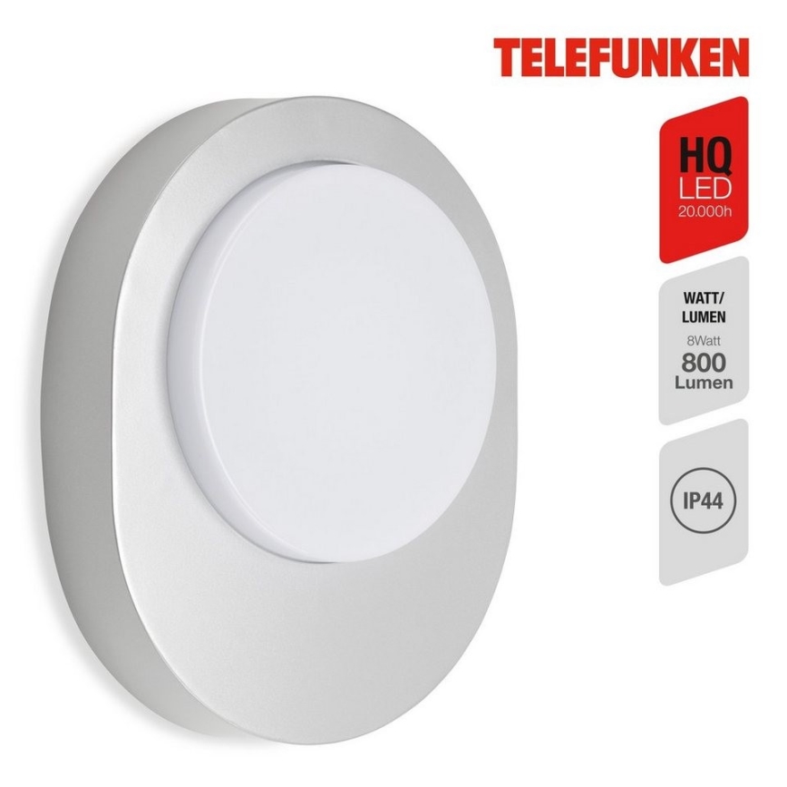 Telefunken 312004TF - LED Väli seinavalgusti LED/8W/230V IP44 hõbedane