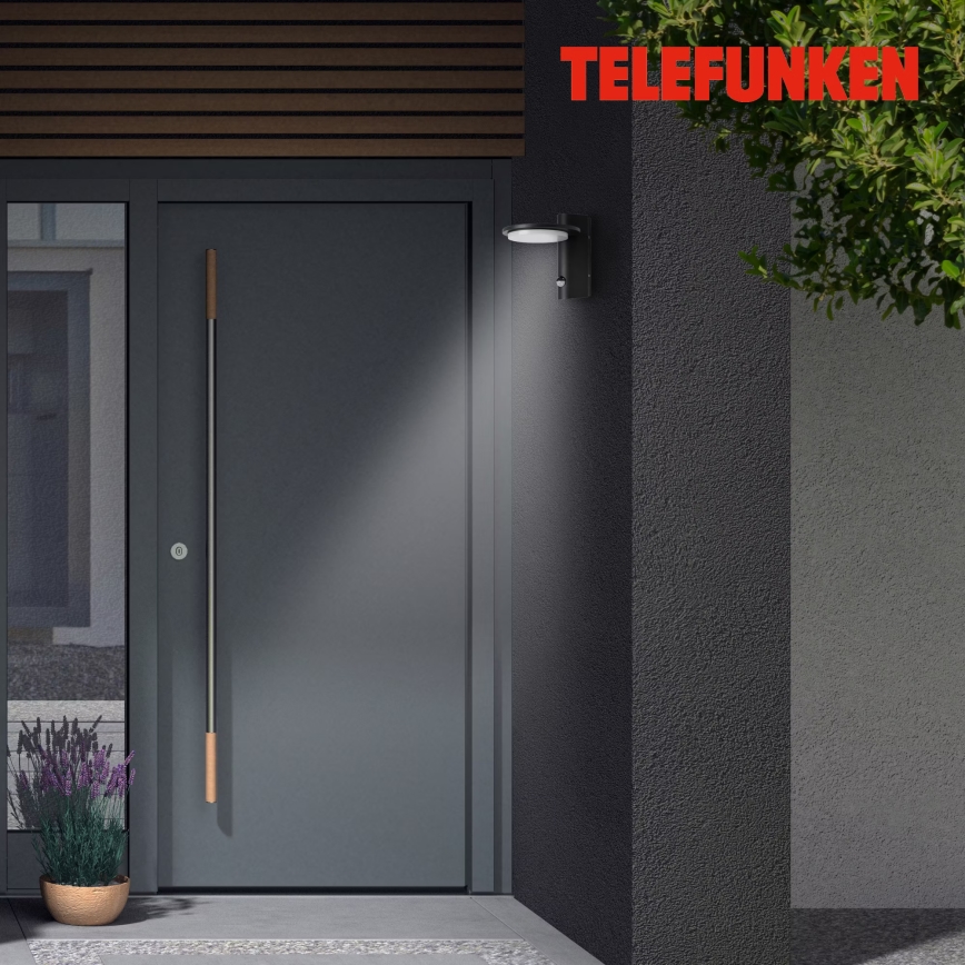 Telefunken 312505TF-LED Väli seinavalgusti koos anduriga LED/10W/230V IP44 must