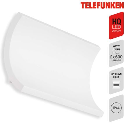 Telefunken 312806TF - LED Väli seinavalgusti 2xLED/6W/230V IP44 valge