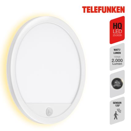 Telefunken 313706TF - LED Väli seinavalgusti koos anduriga LED/15W/230V IP44 valge