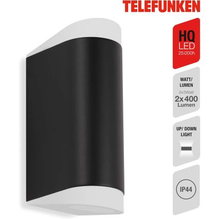 Telefunken 314905TF - LED Väli seinavalgusti 2xGU10/5W/230V IP44 must