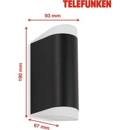 Telefunken 314905TF - LED Väli seinavalgusti 2xGU10/5W/230V IP44 must