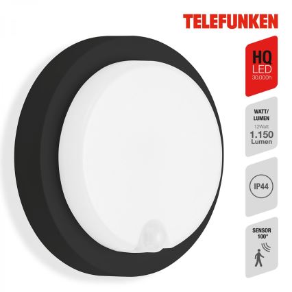 Telefunken 315305TF - LED Väli seinavalgusti koos anduriga LED/12W/230V IP44 must