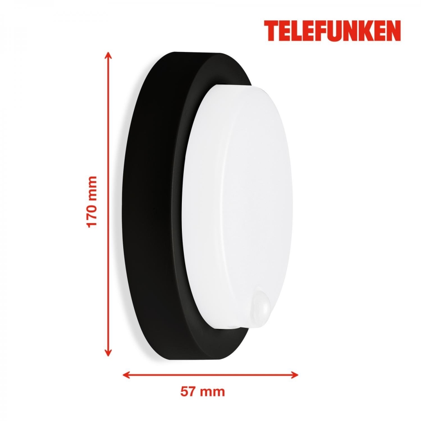 Telefunken 315305TF - LED Väli seinavalgusti koos anduriga LED/12W/230V IP44 must