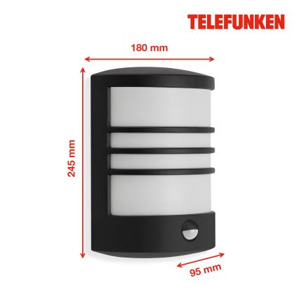 Telefunken 315505TF - LED Väli seinavalgusti koos anduriga LED/12W/230V IP44 must