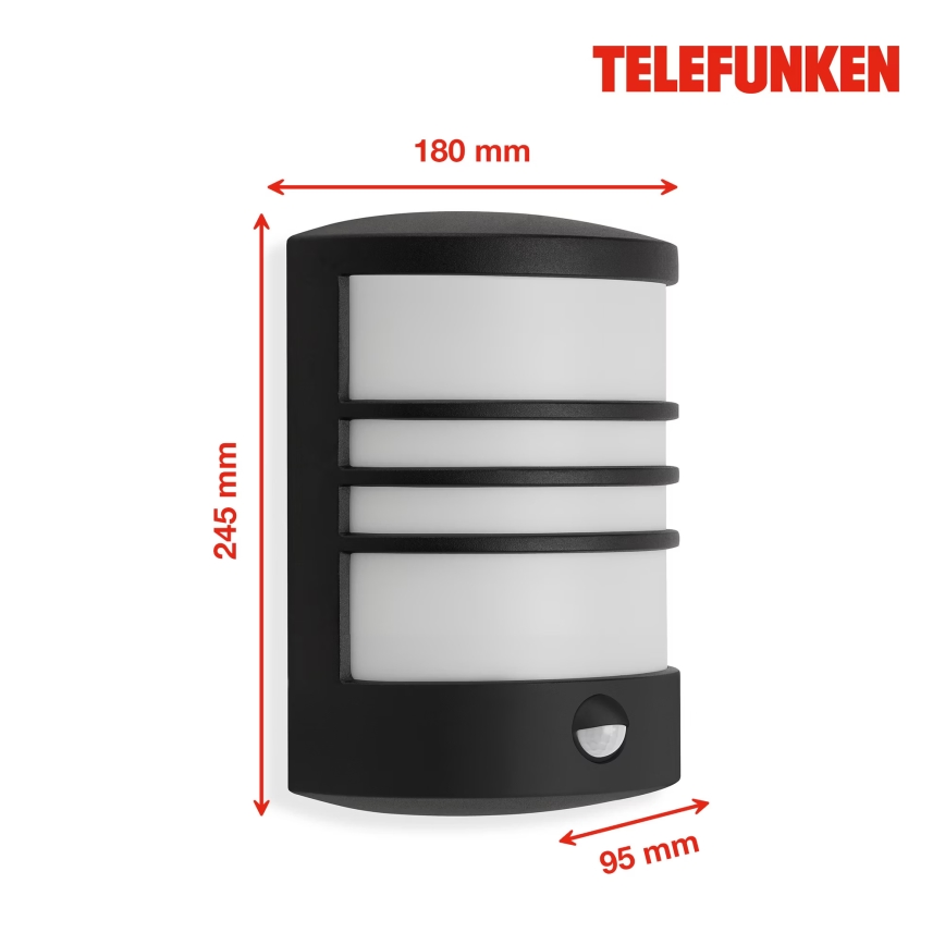Telefunken 315505TF - LED Väli seinavalgusti koos anduriga LED/12W/230V IP44 must