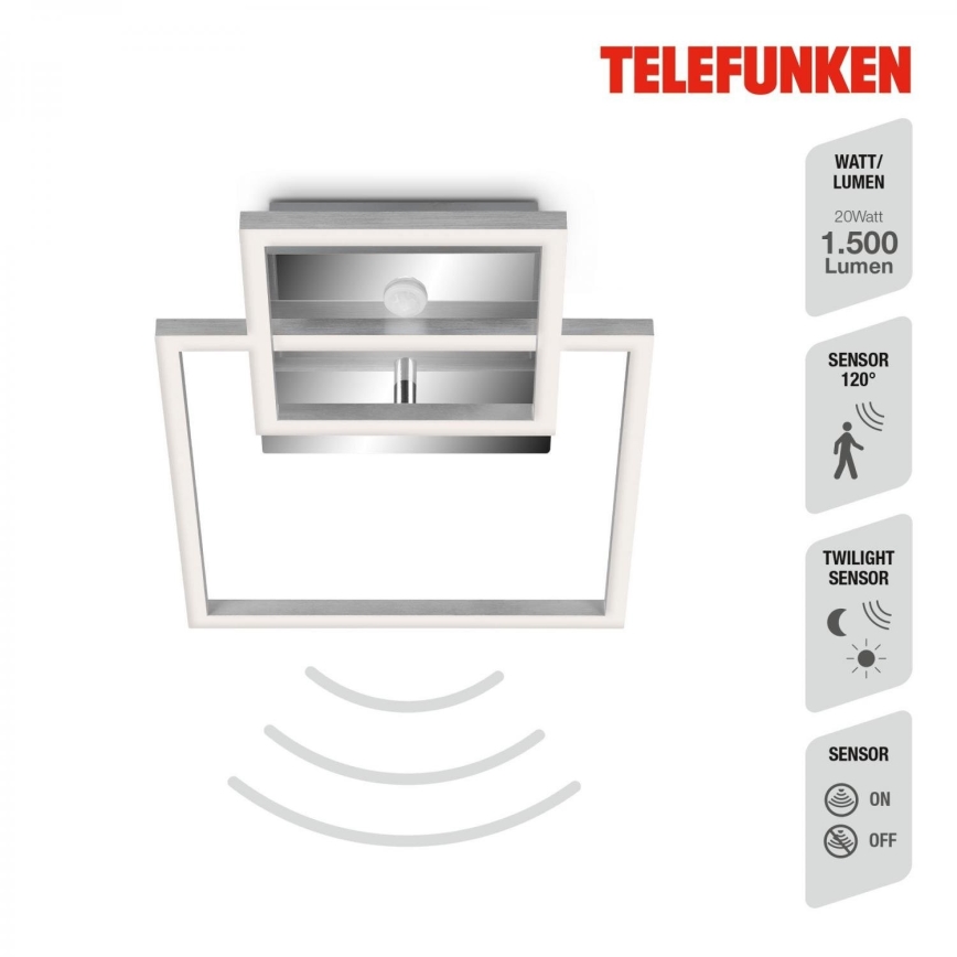 Telefunken 318608TF - LED Laevalgusti koos anduriga FRAME LED/17W/230V 3000K matt kroom