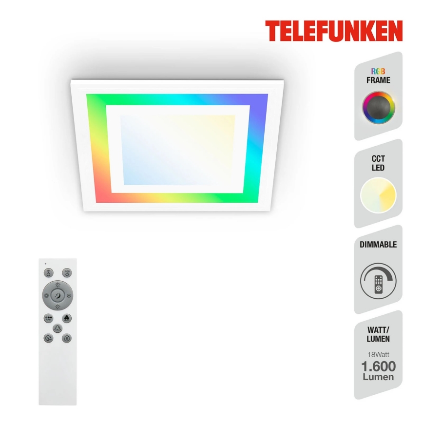 Telefunken 318706TF - hämardatav LED RGBW-paneel LED/18W/230V 3000-6500K + kaugjuhtimispult