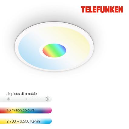 Telefunken 319306TF - LED RGBW Hämardatav valgusti LED/22W/230V 2700-6500K + kaugjuhtimispult