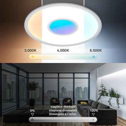 Telefunken 320104TF - hämardatav LED RGBW laelamp, 21 W, 230 V, 3000–6500 K, läbimõõt 45 cm + kaugjuhtimispult