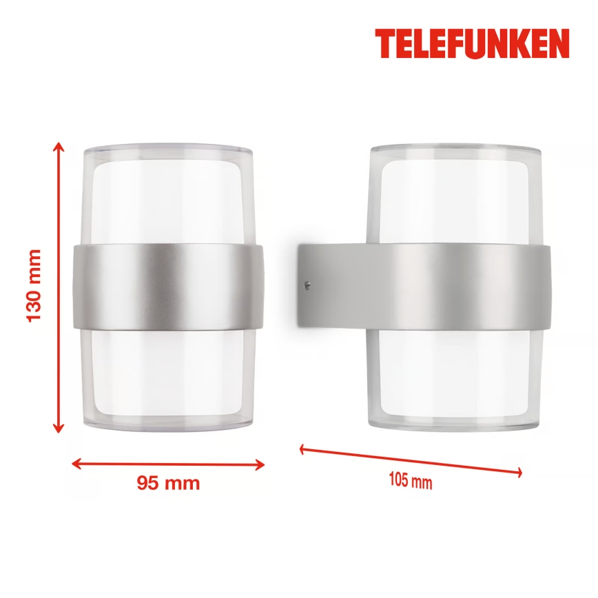 Telefunken 320404TF - LED välisseinavalgusti 2xLED/8W/230V IP44 mattkroom
