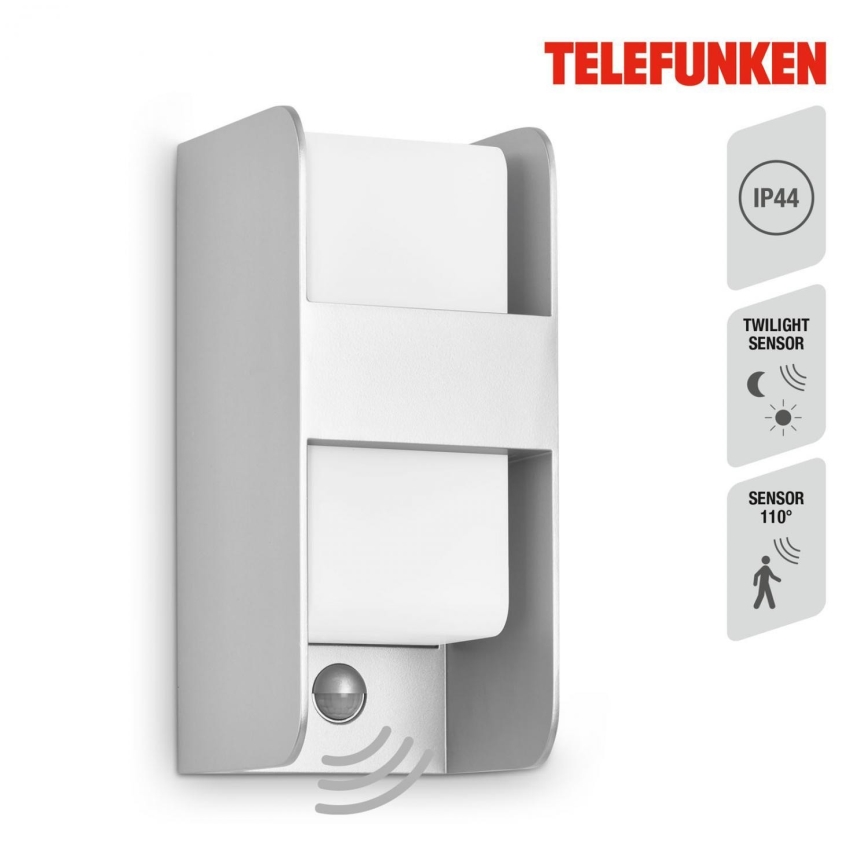 Telefunken 321104TF - Väli seinavalgusti koos anduriga 1xE27/12W/230V IP44 valge