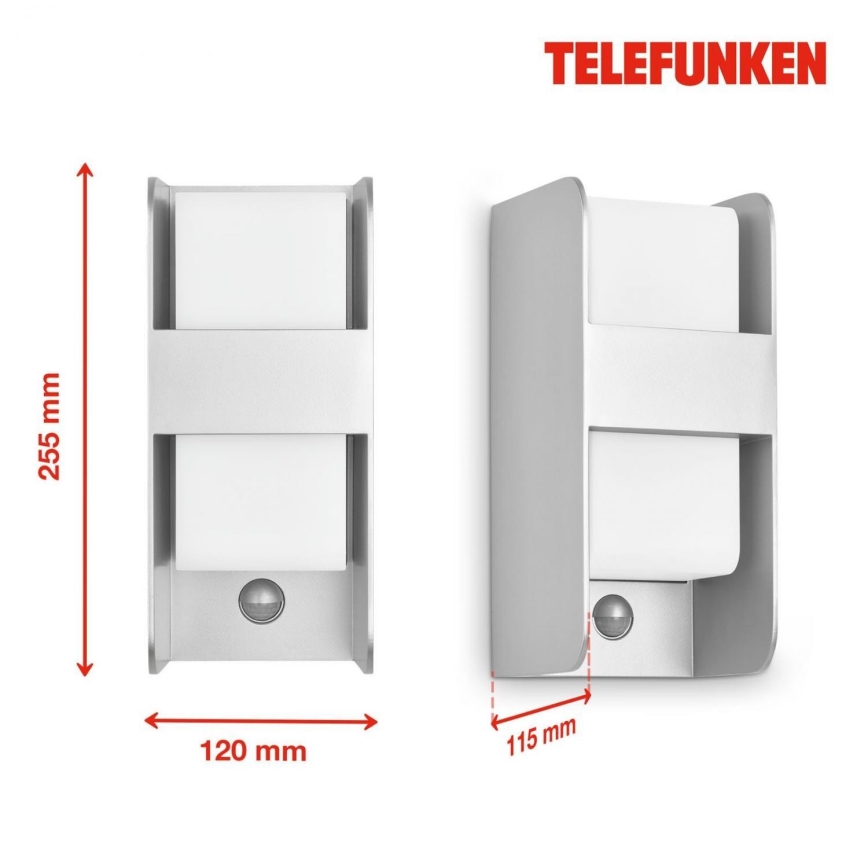 Telefunken 321104TF - Väli seinavalgusti koos anduriga 1xE27/12W/230V IP44 valge
