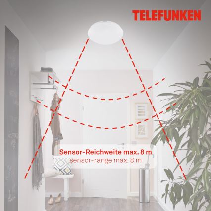 Telefunken 601206TF - LED Laevalgusti vannituppa anduriga LED/15W/230V IP44 d. 28 cm