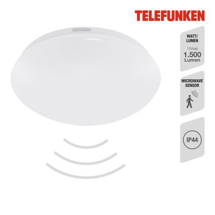 Telefunken 601206TF - LED Laevalgusti vannituppa anduriga LED/15W/230V IP44 d. 28 cm