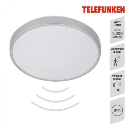 Telefunken 601604TF - LED Laevalgusti vannituppa anduriga LED/12W/230V IP44 d. 29 cm